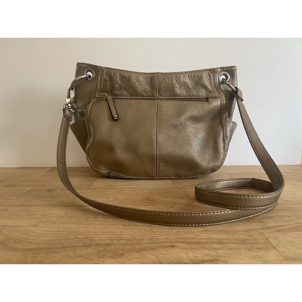 Tignanello Leather Gold and Silver Metallic Crossbody Bag